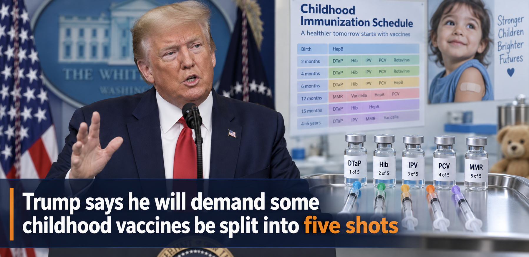 Childhood vaccines split into five shots proposal